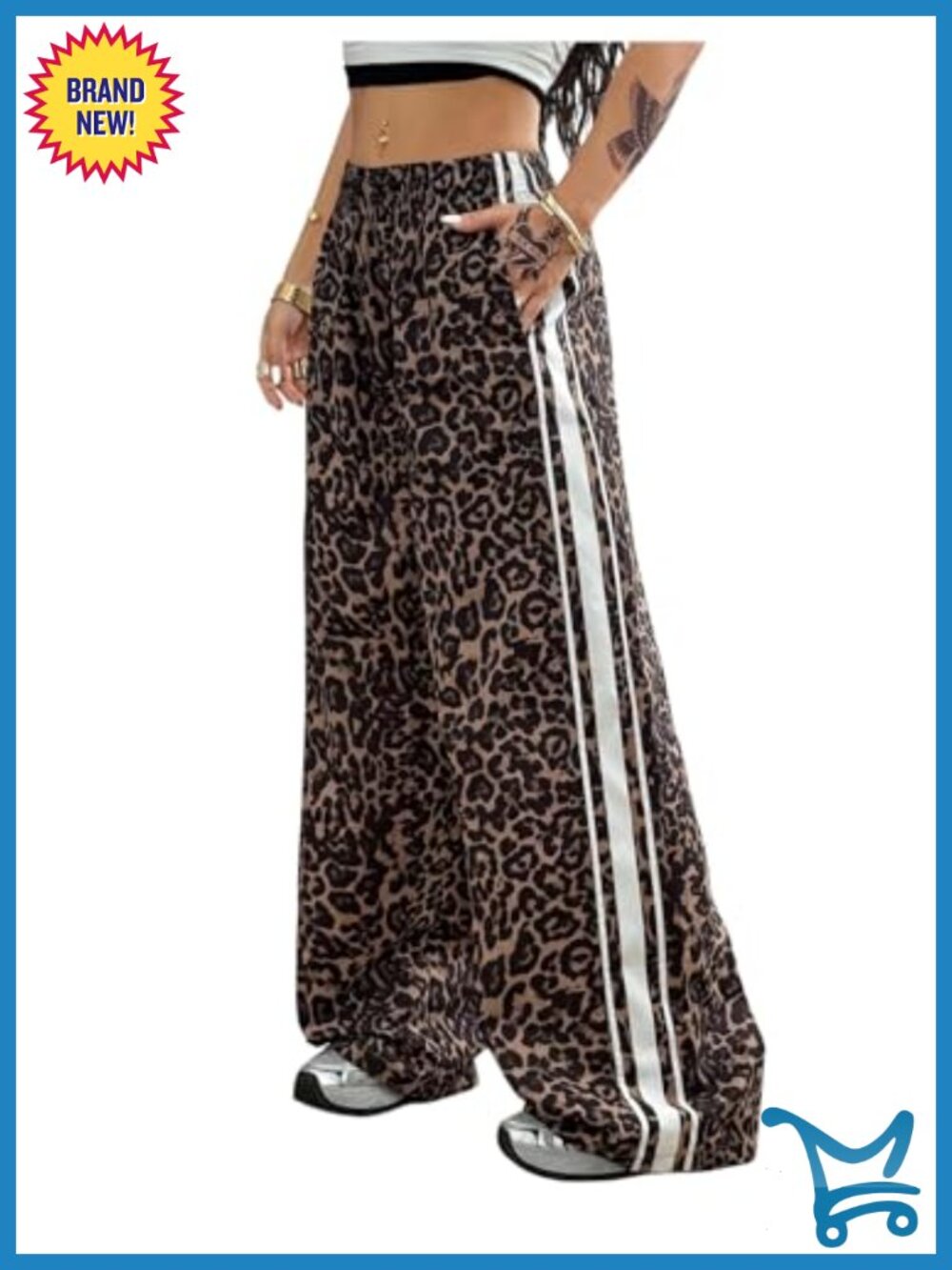 Wide Leg Sweatpants Cheetah Leopard Print High Waist Casual Pants